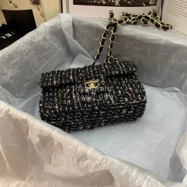 Chanel Woolen Chain Crossbody Flap Bag For Women Black