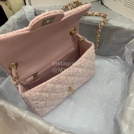 Chanel Woolen Chain Crossbody Flap Bag For Women Pink