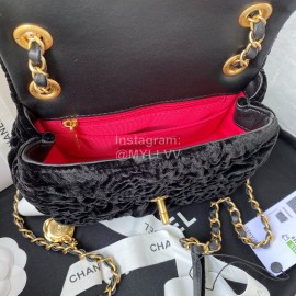 Chanel Winter Velvet Chain Crossbody Flap Bag For Women Black As2619