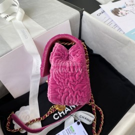 Chanel Winter Velvet Chain Crossbody Flap Bag For Women Rose Red As2619
