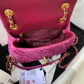 Chanel Winter Velvet Chain Crossbody Flap Bag For Women Rose Red As2619