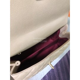 Chanel Apricot Plaid Leather Chain Messenger Flap Bag Handbag