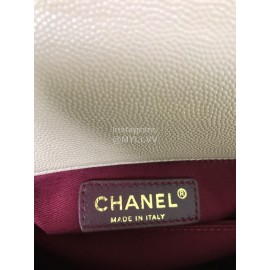 Chanel Apricot Plaid Leather Chain Messenger Flap Bag Handbag