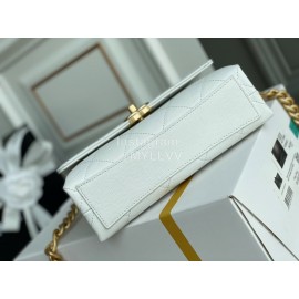 Chanel Winter Cowhide Gold Chain Flap Bag For Women White