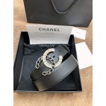 Chanel Calf Leather Fashion Buckle 30mm Belts For Women Black
