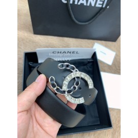 Chanel Calf Leather Fashion Buckle 30mm Belts For Women Black