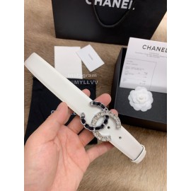 Chanel Calf Leather Fashion Buckle 30mm Belts For Women White