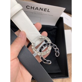 Chanel Calf Leather Fashion Buckle 30mm Belts For Women White
