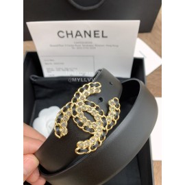 Chanel Black Calf Leather Fashion Buckle 30mm Belts For Women 