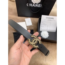 Chanel Black Calf Leather Fashion Buckle 30mm Belts For Women 