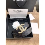 Chanel New Black Letter Calf Leather Diamond Buckle 30mm Belts For Women 