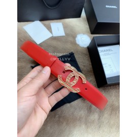 Chanel Fashion Buckle Calf Leather 30mm Belts For Women Red