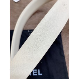 Chanel Fashion Buckle Calf Leather 30mm Belts For Women White