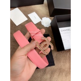 Chanel Fashion Buckle Calf Leather 30mm Belts For Women Pink