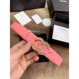 Chanel Fashion Buckle Calf Leather 30mm Belts For Women Pink