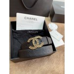 Chanel Fashion Buckle Calf Leather 30mm Belts For Women Black