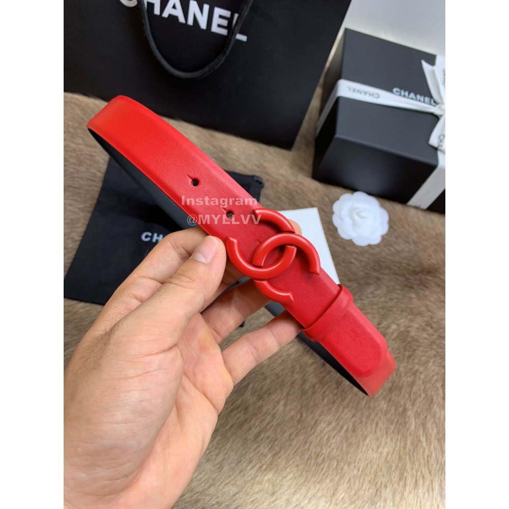 Chanel Fashion Calf Leather 30mm Belts For Women Red