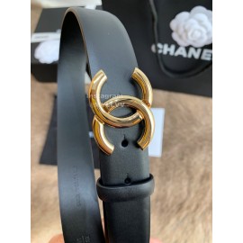 Chanel New Calf Leather Gold Buckle 30mm Belts For Women Black