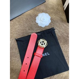 Chanel New Calf Leather Diamond Buckle 30mm Belts For Women Red