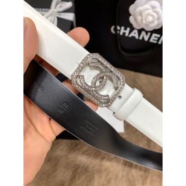 Chanel Fashion Calf Leather Square Buckle 30mm Belts For Women White