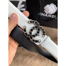 Chanel Fashion Calf Leather Black Buckle 30mm Belts For Women