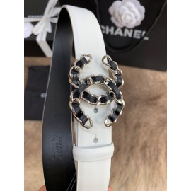 Chanel Fashion Calf Leather Black Buckle 30mm Belts For Women