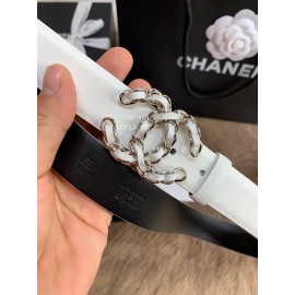 Chanel Fashion Calf Leather White Buckle 30mm Belts For Women