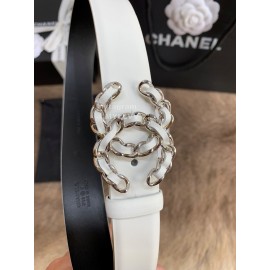 Chanel Fashion Calf Leather White Buckle 30mm Belts For Women