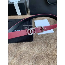 Chanel Calf Leather Pin Buckle 20mm Belts For Women Wine Red