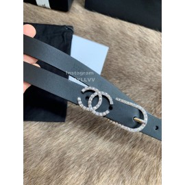 Chanel Calf Leather Pin Buckle 20mm Belts For Women Black