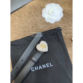 Chanel Calf Leather Love Diamond Buckle 20mm Belts For Women Black