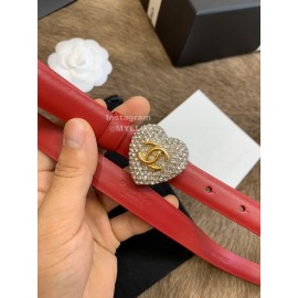 Chanel Calf Leather Love Diamond Buckle 20mm Belts For Women Red
