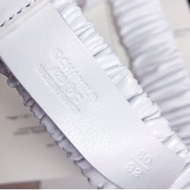 Chanel Classic Pleated Elastic Diamond Buckle 30mm Belts White