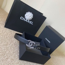 Chanel Black Calf Leather Pearl Buckle 28mm Belt