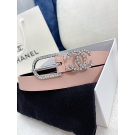Chanel Fashion Calf Leather Diamond Pin Buckle 20mm Belt Pink