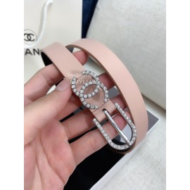Chanel Fashion Calf Leather Diamond Pin Buckle 20mm Belt Pink
