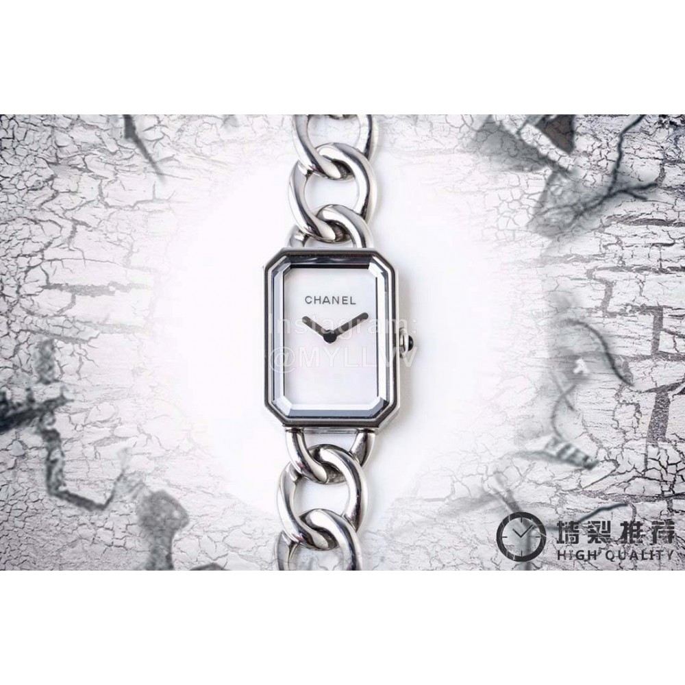 Chanel Premiere Series Square Dial Chain Strap Watch White