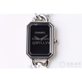 Chanel Premiere Series Square Dial Chain Strap Watch Black