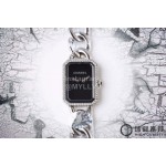 Chanel Premiere Series Square Dial Chain Strap Diamond Watch Black
