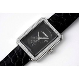 Chanel Boyfriend Serie Diamond Square Dial Watch Black