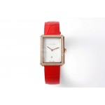 Chanel Boyfriend Serie Diamond Square Dial Watch Red