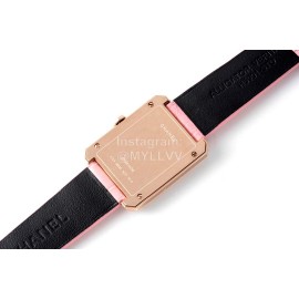 Chanel Boyfriend Serie Square Dial Leather Strap Watch Pink