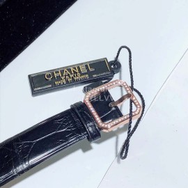 Chanel Boyfriend Series Sapphire Crystal Leather Strap Watch Rose Gold