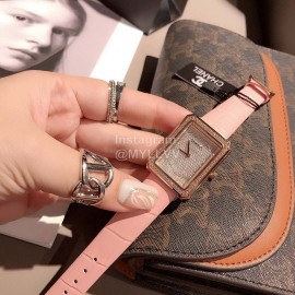 Chanel Fashion Diamond Leather Strap Watch For Women Pink