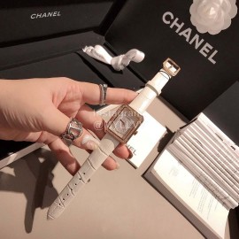 Chanel Fashion Diamond White Leather Strap Watch For Women