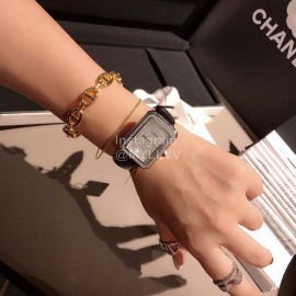 Chanel Fashion Diamond Leather Strap Watch For Women Black