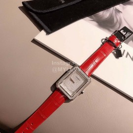 Chanel Fashion Diamond Leather Strap Watch For Women Red