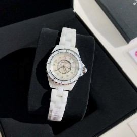 Chanel Diamond Dial Waterproof 200m Watch For Women White