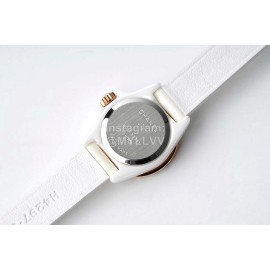 Chanel J12 Diamond Dial Leather Strap Watch For Women White