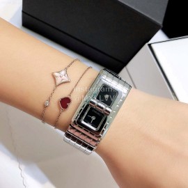 Chanel Code Coco Fashion Plaid Strap Watch Silver